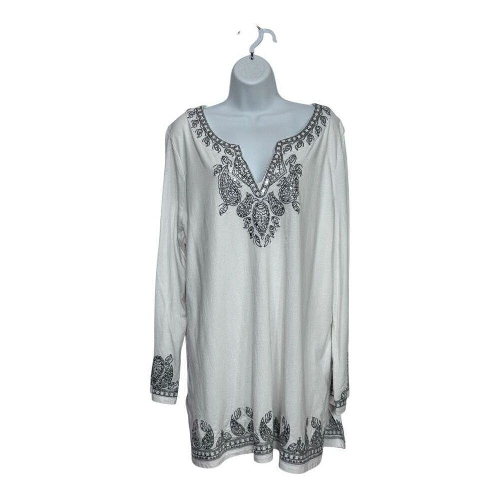 inc international concepts sequin tunic dress white pima cotton 2x